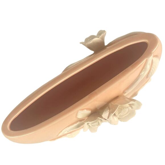 3D Floral Fitz and FloydPorcelain Rose Peach Pink Vase White Flowers 1982 - Picture 9 of 11